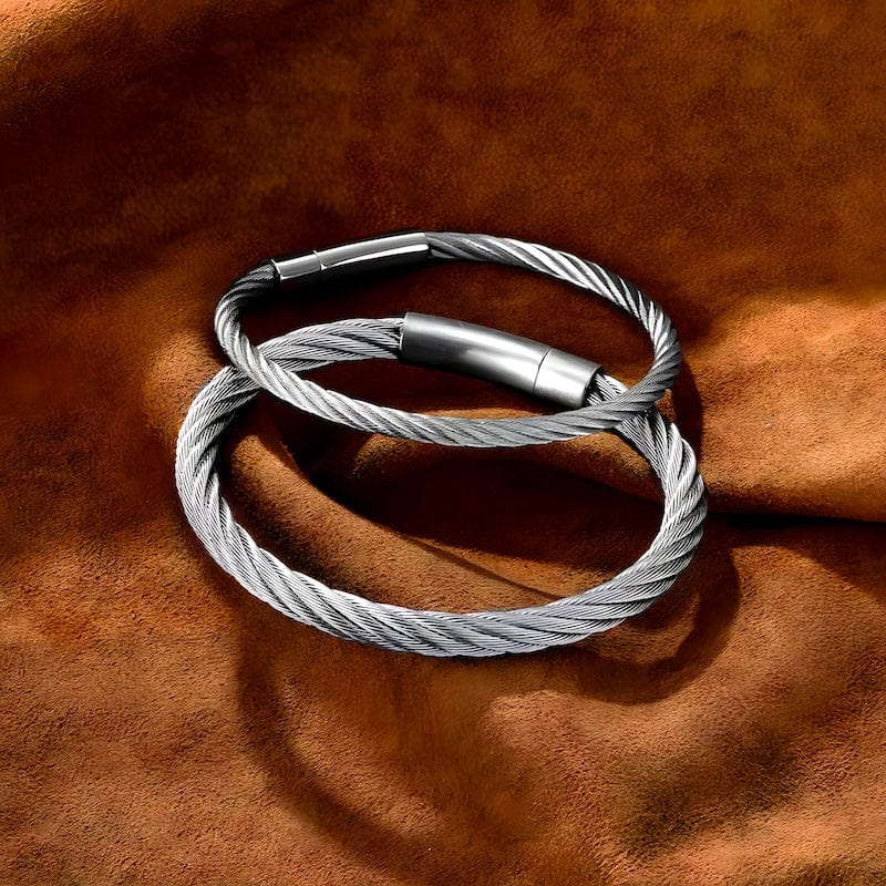 Simple Men Steel Wire Rope Bracelet Bangle Unique Leather Bracelets   