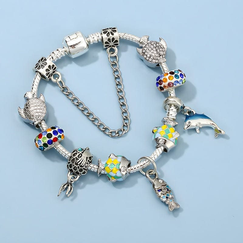 Vintage Fish Dolphin Charm Bracelet Charm Unique Leather Bracelets   