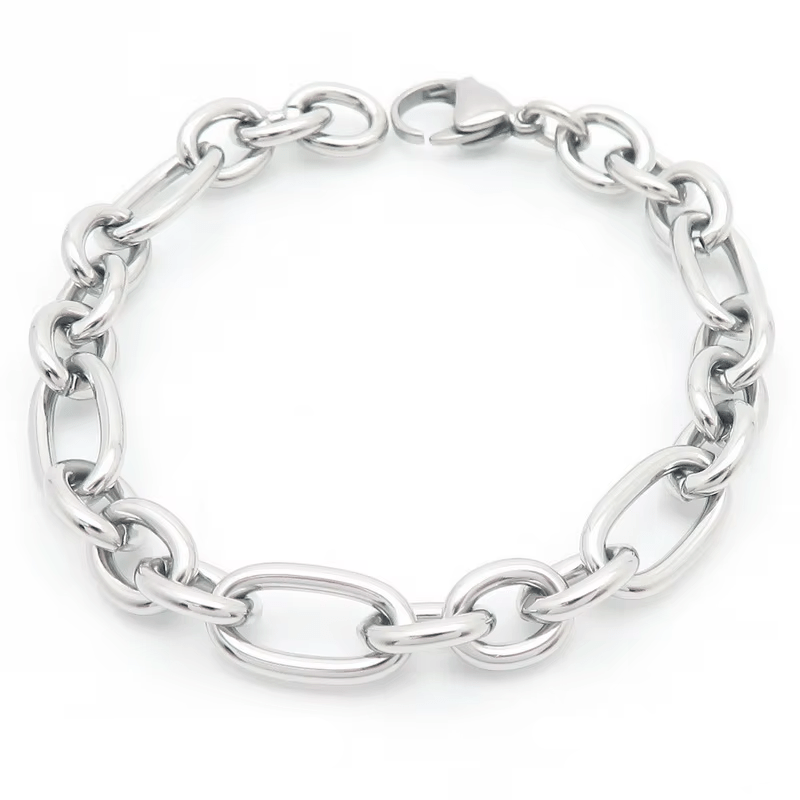 Hidden Casual Charm Stainless Steel Splicing Chain Design (Free) Silver / Adjustable Size Unique Leather Bracelets