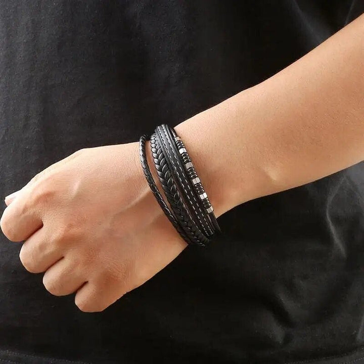 Wrap Bracelet Leather Mens Stack Twisted Braid Wrap Unique Leather Bracelets   