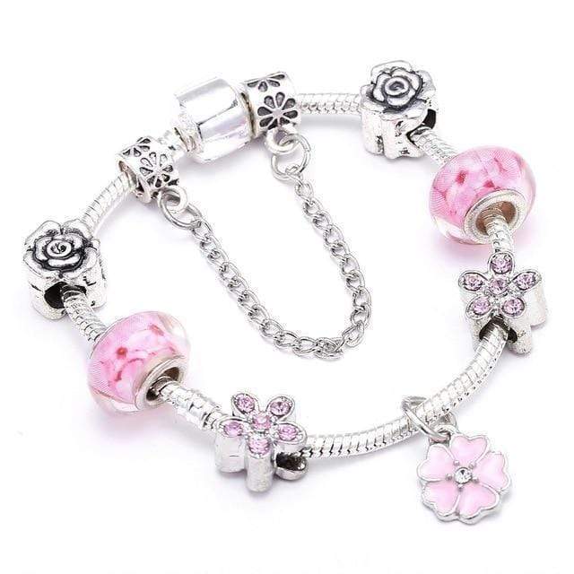 Flower Colourful Beads Charm Bracelet Charm Unique Leather Bracelets   